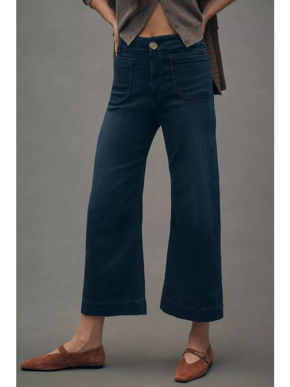 Anthropologie The Colette Crop High-Rise Wide-Leg Jeans by Maeve Waist Size 30